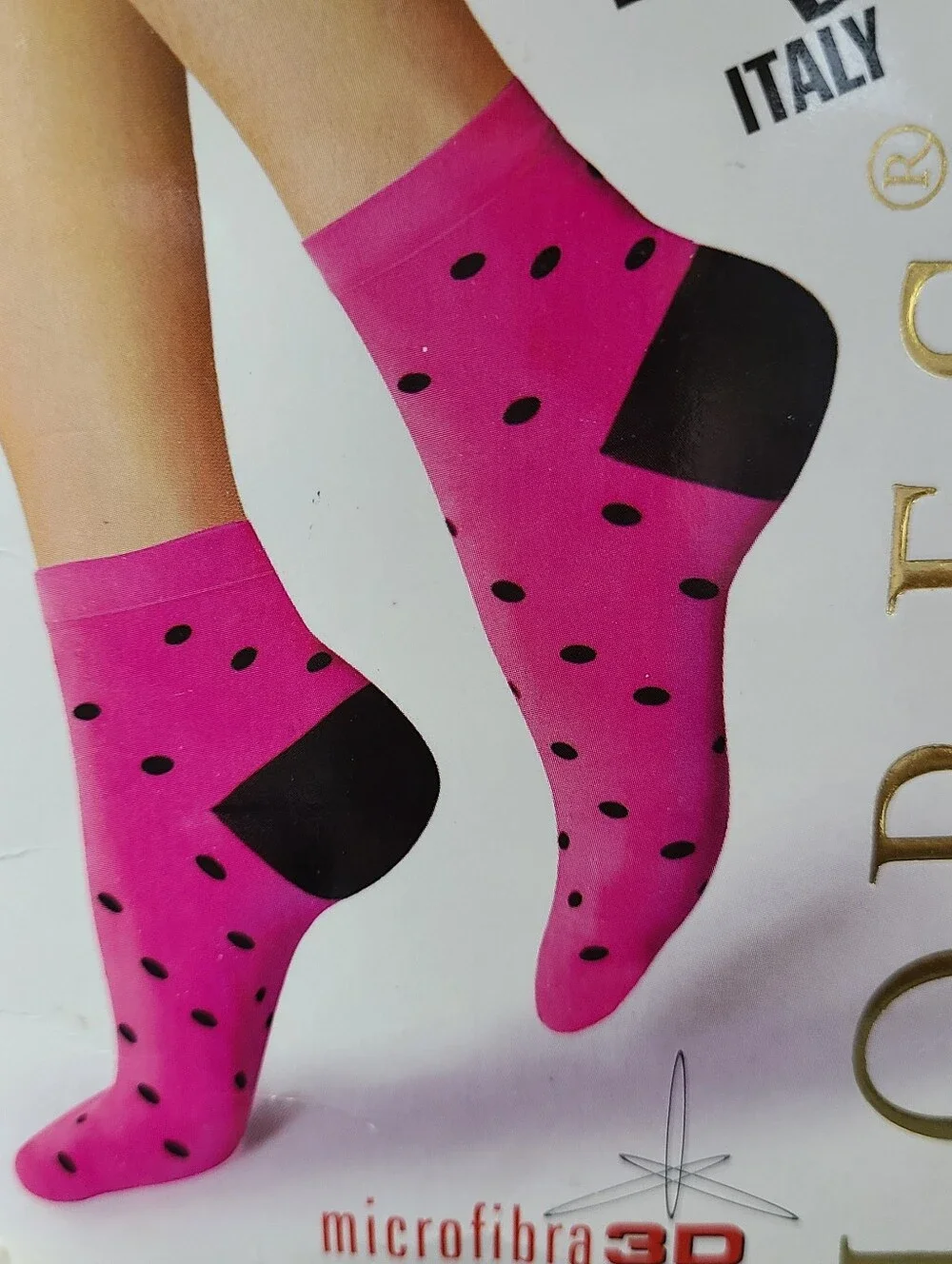 Made in Italy Rosa Pois Lores Polka Dot Microfiber Socks